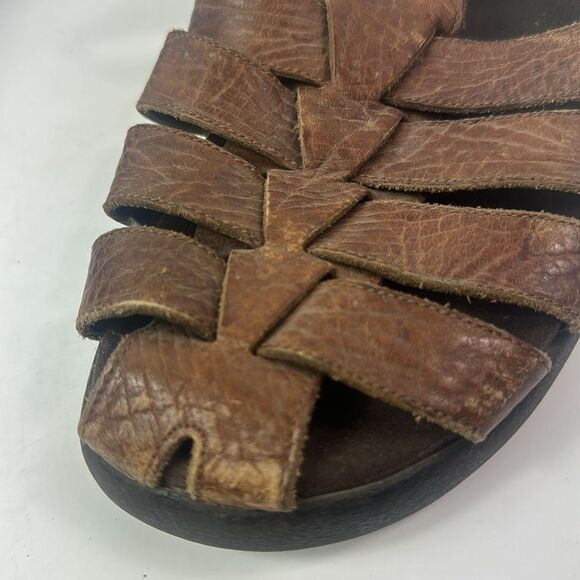 Mephisto Sam Brown Leather Men's Sandals - Picture 13 of 15